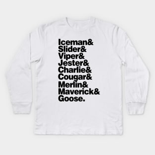 Top Gun Name List Kids Long Sleeve T-Shirt